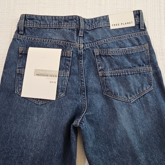 Free Planet Jeans Men's 30X32 Stretch Straight Leg Medium  Wash Blue Denim NWT - Picture 12 of 16